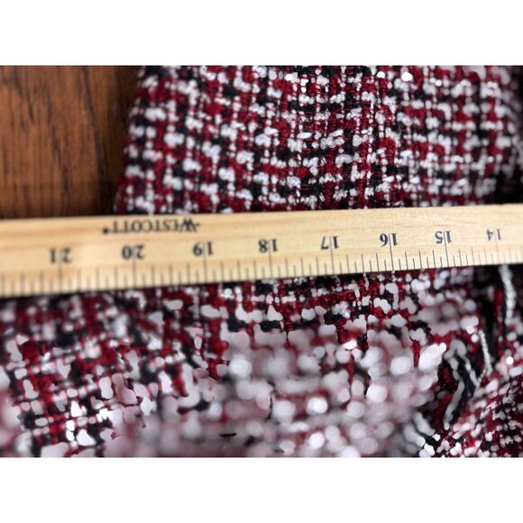 Whitehouse Black Market 14  Red Black Tweed Fringe Jacket Professional Blazer - Picture 10 of 12